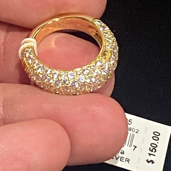 Michael Kors Jewelry - Michael Kors Gold Sterling Silver Pave Crystals Brilliance Band Ring Sz 5